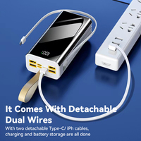 Câble de charge rapide intégré 22.5W charge super rapide Micro USB li-polymère 30000mAh affichage LED kit de batterie externe de grande capacité