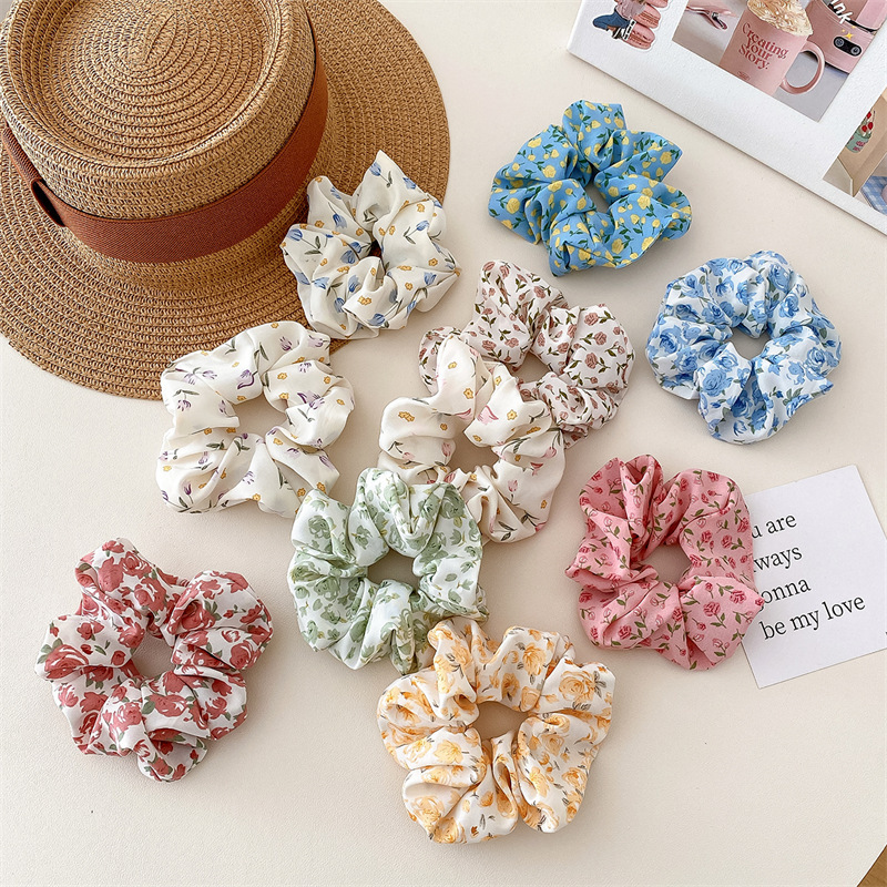Satin Silk Solid Color Scrunchies Elastic