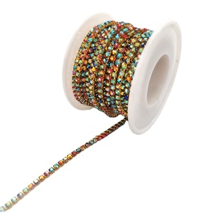 Vente en gros AB Cristal Pierre Or Métal Base Griffe Chaîne Fermer Strass Coudre Technique Vêtement Accessoire Tasse Chaîne - Product Image 5