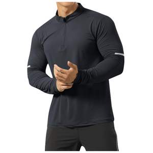 Pull-over de golf sport coupe sèche surdimensionné avec fermeture à glissière quart avec logo Tissu tricoté décontracté à motif solide pour hommes - Product Image 5