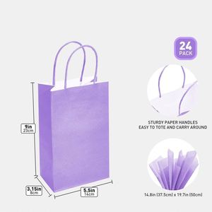 Small Paper Gifts Bags with Handles and <b>Tissue</b> Paper Birthday <b>Wedding</b> Party Goodies Gift Bags Practical Daily Paper Bags - Product Image 4