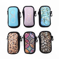 Étui à lunettes en néoprène avec fermeture éclair lisse, sac de protection souple pour lunettes, clip mousqueton, résistant à l'eau et aux chocs pour l'extérieur