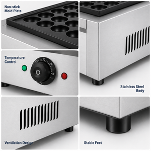 Máquina Comercial Eléctrica para Takoyaki de 2kW, de Acero Inoxidable, con Placa Antiadherente, para Restaurantes y Tiendas de Snacks - Product Image 2