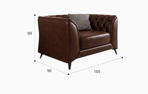 Vendita calda Vintage classici divani in pelle cerata per soggiorno rustico marrone divano mobili per la casa stile storico tartine De Salon - Product Image 6
