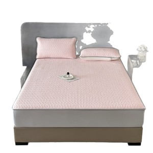 Hongchang Ice Silk Fitted <b>Sheet</b> Mat 1.2m 1.5m 1.8m 2.0m Breathable Summer <b>Bedding</b> Set for Adults Modern Style - Product Image 5