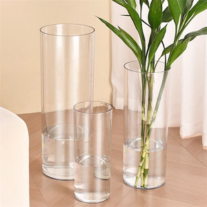 Jarrón de Flores de Plástico Acrílico Transparente Irrompible al por Mayor, Jarrón Cilíndrico Hidropónico para Arreglos Florales en el Hogar y la Sala de Estar - Product Image 2