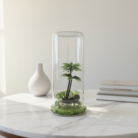 Dôme en verre vide pour exposition de fleurs, terrarium pour plantes avec base en verre pour la décoration intérieure et les fêtes de Noël