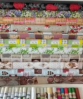 Nappe de table luxueuse imperméable brodée en rouleau - Housse en vinyle PVC pour les fêtes de Noël, les mariages et le ramadan