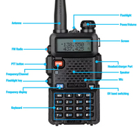 Radio bidirectionnelle Baofeng UV 5R UV5R 8W pour adultes, fournitures pour hôtels et restaurants, radio double bande UHF VHF avec certification CE FCC Rohs