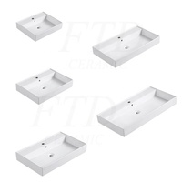 Vasque de salle de bain rectangulaire en porcelaine de luxe moderne 90 cm pour hôtels, montage monotrou, haute qualité