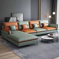 Canapé de salon moderne, ensemble de canapés en cuir capitonné 3 places avec chaise longue, confortable et durable, pour usage domestique