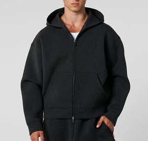 Sweat à <span class=keywords><strong>capuche</strong></span> oversize à fermeture éclair, style streetwear, logo personnalisé OEM, haute qualité, 420 GSM, lourd, coupe ample, pour homme - Product Image 4