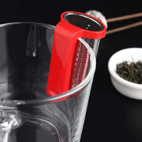 Infuseur à thé en acier inoxydable avec poignée en plastique, passoire à thé en vrac pour tasse, mug, maison, bureau, préparation du thé