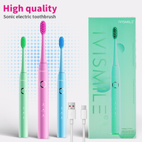 Brosse à dents électrique sonique rechargeable Modes à 3 vitesses Type-C Chargement USB IPX7 Étanche Idéal pour les voyages