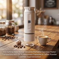 Machine à expresso portable en plastique, entièrement automatique, alimentée par batterie/USB, format compact, extraction de crème riche, pression stable