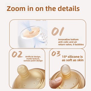 Bouteille en verre diamantée anti-colique <span class=keywords><strong>pour</strong></span> nouveau-né sans BPA avec col large et tétine en silicone - Product Image 4