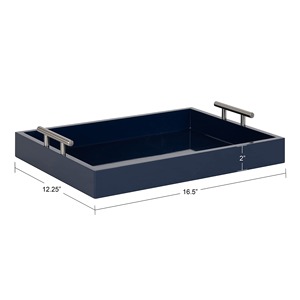 Plateau de service rectangulaire en bois d'acacia massif fini bleu, décoration d'intérieur pour fête, plateau à fruits et légumes - Product Image 6