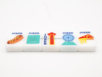 Juego de Mahjong Americano de Acrílico Pintado a Mano con Tema del Horizonte de Chicago, 160 Fichas, Azul Marino y Blanco, Set de Regalo OEM, Venta al Por Mayor