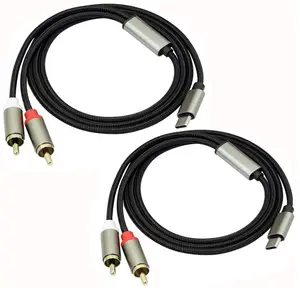 Type C to Dual Male RCA Stereo Audio Adapter Cord for Smartphone Home Theater Amplifier DVD