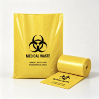 Sac à déchets médicaux en plastique jetable à bouche plate, jaune, épaissi, en nouveau matériau, pour l'emballage des déchets hospitaliers