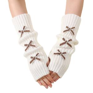 Gants d'automne et d'hiver pour femmes, style Lolita, avec manches ouvertes, avec <span class=keywords><strong>tas</strong></span> tricoté mi-long, chauds, gants de ballet au genou - Product Image 5