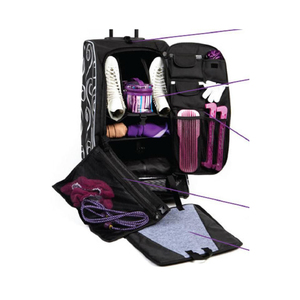 Sac à patins à glace avec roulettes, porte en maille, poches pour accessoires et ventilation à flux continu avec système de cadre pliable - Product Image 6