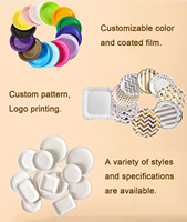 Kit de vaisselle jetable en papier pour 8 personnes, comprenant des gobelets, des assiettes et des serviettes en papier
