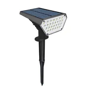 תאורת חוץ אור גן שמש 28 LED 350 לומנס IP65 מנורות דשא עמיד למים שני מצבים אור ערימה סולארית