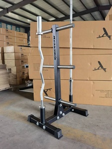 Black Steel <strong>Barbell</strong> Weight Bumper Plate Holder Rack Tree <strong>Barbell</strong> Bar Storage Rack with <strong>Handle</strong> Wheels - Product Image 6
