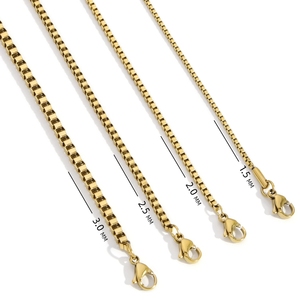 1.5 a 3 MM Grosso Aço Inoxidável Caixa Cadeia Colares para Homens e Mulheres Jóias Link Gargantilhas Com 18A <span class=keywords><strong>24</strong></span> Polegadas - Product Image 1