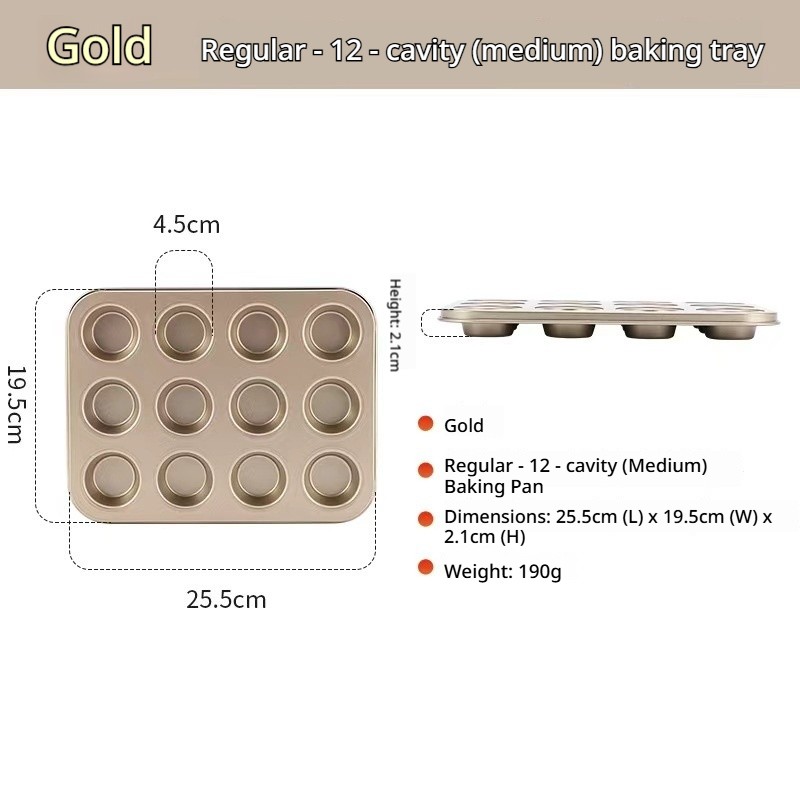 Plat de cuisson de style régulier doré de 12 pièces (taille moyenne)