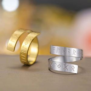 Anillo Ajustable con Runas Nórdicas Futhark <span class=keywords><strong>de</strong></span> Myshape, Símbolo Nórdico, Amuleto <span class=keywords><strong>de</strong></span> Protección, Anillo <span class=keywords><strong>de</strong></span> Boda <span class=keywords><strong>de</strong></span> Acero Inoxidable para Hombre y Mujer - Product Image 2