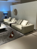 Athen Italienische minimalist ische Klavier tasten Luxus Sofa Beige Leder Couch Schnitts ofa Italien Leders ofa