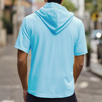 Chemise d'été en lin pour hommes, vente en gros, décontractée et tendance, fine, à capuche, à manches courtes, style cardigan