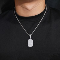 Collier pendentif de style militaire luxueux en argent sterling 925. Vente directe d'usine. Livré avec un certificat GRA.