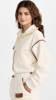 Ensemble survêtement polaire personnalisé pour femme avec haut à manches longues et demi-zip et short, bordure en similicuir – OEM