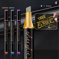 Marqueur métallique professionnel à double pointe, pinceau et pointe biseautée, écriture fluide, imperméable, marqueurs de peinture métallique pour pneus