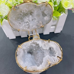 natural quartz druzy agate geode gemstone ring box storage case for collection healing stones crafts gifts decoration