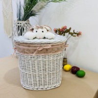 4 paniers à linge écologiques en osier de style quotidien pour enfants, jouets en peluche robustes et durables, couverture décorative, doublure intérieure détachable.