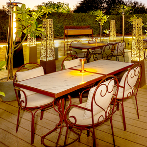 Ensemble de canapés modulaires de luxe JEILI en rotin pour restaurant commercial, mobilier de <span class=keywords><strong>jardin</strong></span> extérieur avec tissu rouge, idéal pour hôtel et <span class=keywords><strong>salon</strong></span> arabe - Product Image 3