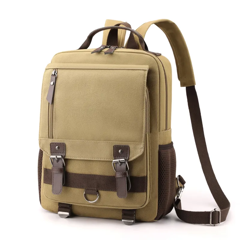 Canvas Backpack Men Backpack Single Shoulder Cross Body Bag Multi-function Canvas Casual Daypack