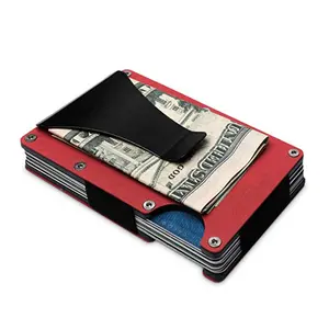 Portefeuille minimaliste bloquant la RFID portefeuille mince pour dames portefeuille mince carte de crédit métallique avec pince à billets