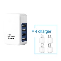 Cargador de Viaje Eléctrico TKT 5V Gan con 4 Puertos USB, 20W, para Laptop y Teléfono, Enchufes UK/AU, Entrada 220V/110V, Certificado CE/FCC