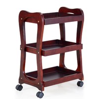 Chariot de Salon à Quatre Roues en Bois de Chêne Personnalisé pour Coiffeur, Facilement Déplaçable pour Atelier et Salon – Vente en Gros