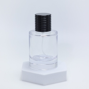 Custom Clear Crimp Cylinder Shape Perfume Spray <b>Bottle</b> 30ml 50ml Luxury Empty Glass Perfume <b>Bottle</b> With Gold Cap - Product Image 5