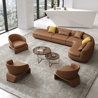 Ensemble de canapé en cuir pour le salon Réception d'affaires dans le hall d'un hôtel commercial moderne
