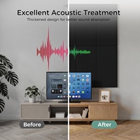 Panneau acoustique mural en polyester insonorisant noir auto-adhésif épaissi de 0,47 pouce pour traitement acoustique intérieur