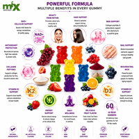 Gummies véganes antioxydantes naturelles NAD Biotine Vitamine D3 & K2 pour des cheveux, une peau et des ongles sains – Complément anti-âge