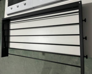 Séchoir à linge <span class=keywords><strong>mural</strong></span> pliable de 100 cm à 6 tiges, résistant à la rouille, avec 6 crochets ronds, gabarit de perçage pour salle de bain, support de suspension - Product Image 5