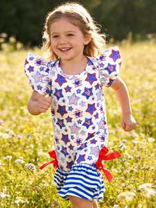 Body con Mangas con Volantes y Estampado Personalizado, Pantalones con Volantes, Conjunto para el 4 de Julio, Body con Volantes para Bebé Niña - Product Image 5